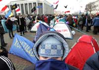 Campement de l'opposition biélorusse sur la place d'Octobre.(Photo: AFP)