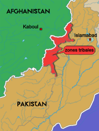 <p>Les zones tribales, nouvelle base des talibans.<br /><a href="http://www.rfi.fr/francais/actu/articles/076/article_43104.asp" target="_BLANK"><strong>[Visualiser la carte des zones tribales]</strong></a></p>(Carte : H. Maurel/RFI)