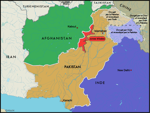 Les zones tribales, nouvelle base des talibans.(Carte : H. Maurel/RFI)