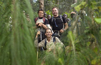Les explorateurs Cam McLeay (G.), Briton Neil McGrigor, le Britannique (C), et Garth MacIntyre (D.).(Photo : AFP)