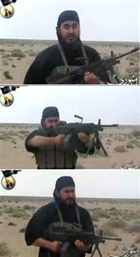 Abou Moussab al-Zarqaoui, chef d'al-Qaïda en Irak, est apparu dans une vidéo sur Internet et a promis de vaincre les Etats-Unis.(Montage : AFP / Source : al-Jazira)