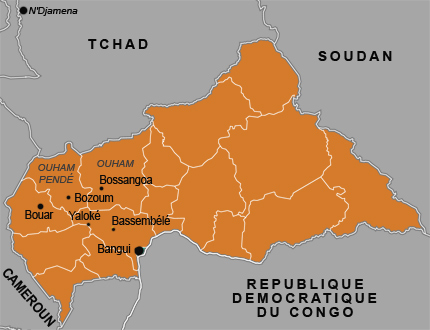 Carte de la République centrafricaine(Carte : C. Wissing / RFI)