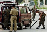 Colombo, la capitale est sous étroite surveillance. Les autorités s'attendent à de nouvelles attaques de la guérilla séparatiste tamoule dans la ville.(Photo: AFP)