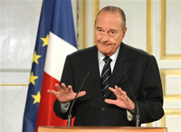 Le chef de l'Etat français a dénoncé la «&nbsp;<em>dictature de la rumeur</em>&nbsp;» et «<em>&nbsp;de la calomnie</em>&nbsp;» dans son allocution diffusée le 10 mai 2006.(Photo : AFP)