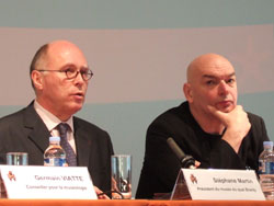 Stéphane Martin, président du musée (G.) et Jean Nouvel, architecte.(Photo : Dominique Raizon/ RFI)