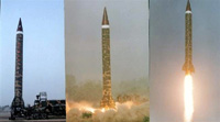 Mise à feu d'un missile balistique pakistanais <i>Hatf-V</i> capable de transporter une ogive nucléaire. A l'inverse de l'Iran, le Pakistan n'a pas signé le TNP. (Photo: AFP)