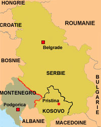 Privée du Monténégro, la Serbie va devoir réfléchir à son avenir.(Carte : RFI)