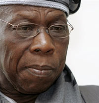 Elu en 1999 et réélu en 2003, Olusegun Obasanjo est exclu de la présidentielle de 2007.(Photo : AFP)