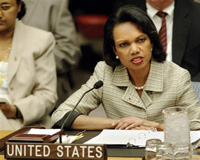 La secrétaire d'Etat, Condoleeza Rice veut compléter l'accord d'Abuja par le déploiement des casques bleus au Darfour.(Photo : AFP)