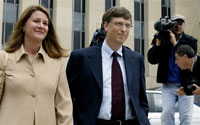 Melinda et Bill Gates, le 22 avril 2002 à Washington. 

		(Photo: AFP)