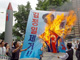 Manifestation à Séoul contre les tirs de missiles effectués par la Corée du Nord. 

		(Photo : AFP)