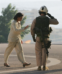 La secrétaire d'Etat américaine, Condoleezza Rice, a fait escale à Beyrouth avant de se rendre à Jérusalem. 

		(Photo : AFP)