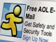 «Mail», «chat», «anti-virus»... : America Online (AOL) propose désormais gratuitement&nbsp;tous ses produits pour les abonnés internet haut-débit. 

		(Photo : AFP)