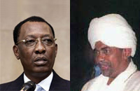Idriss Deby et Omar El-Béchir ont renoué leurs relations diplomatiques à N'Djamena le 8 août.    

		(Photo : AFP)