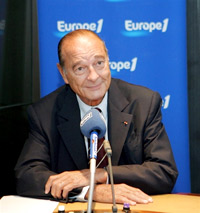 Le président Jacques Chirac dans les studios d'Europe1, le 18 septembre 2006. 

		(Photo : AFP)