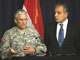 Le général George Casey (à gauche), commandant en chef des forces américaines en Irak et Zalmay Khalilzad, ambassadeur des Etats-Unis en Irak, lors d'une conférence de presse ce mardi à Bagdad. 

		(Photo : AFP)