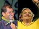 Les deux candidats au second tour de l'élection présidentielle : Rafael Correa (à  gauche), Alvaro Noboa (à droite). 

		(Photo : AFP)