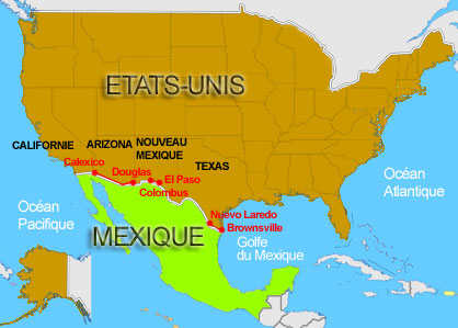 Les trois tronçons de mur permettront de contrôler le tiers de la frontière entre le Mexique et les Etats-Unis. &#13;&#10;&#13;&#10;&#9;&#9;(Carte : DK/RFI)