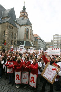 Manifestation allemande sur la réforme du système de santé et son impact sur les pharmacies. 

		(Photo : AFP)