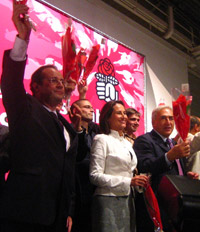 François Hollande, ici aux côtés de Ségolène Royal et de Dominique Strauss-Kahn, conduira la campagne des législatives en juin 2007. (Photo : Florent Guignard/ RFI)