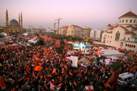 La foule a commencé à affluer vers le centre de Beyrouth dès les premières heures du matin.  

		(Photo : AFP)