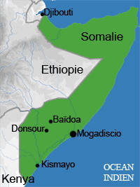 Situation géographique de la Somalie. 

		(Carte : Silvio M. Segala/ RFI)