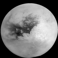 Vue de Titan réalisée par une mosaïque de 16 images. 

		(Photo :  Nasa-JPL-Space Science Institute)