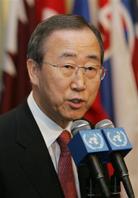 Le nouveau secrétaire général de l'Onu, Ban Ki-moon,a pris ses fonctions ce mardi 2 janvier 2007. 

		(Photo : AFP)