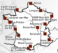 Carte des sites majeurs de Vauban en France. &#13;&#10;&#13;&#10;&#9;&#9;(Source : sites-vauban.org)