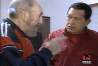 Fidel Castro et Hugo Chavez à la télévision cubaine le 30 janvier 2007. 

		(Photo: AFP)