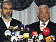 Damas: conférence de presse commune entre le président palestinien et le numéro un du Hamas le 21 janvier 2007. 

		(Photo: AFP)