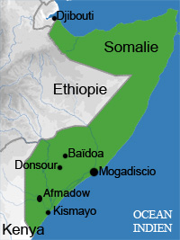 Situation géographique de la Somalie. &#13;&#10;&#13;&#10;&#9;&#9;(Carte : Silvio M. Segala/ RFI)