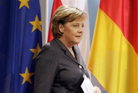 Depuis le 1er janvier, la chancelière allemande Angela Merkel assure la présidence tournante de l'Union européenne. 

		(Photo : AFP)