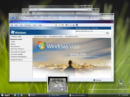 Capture d'écran de Windows Vista, le nouveau système d'exploitation de Microsoft. © Microsoft