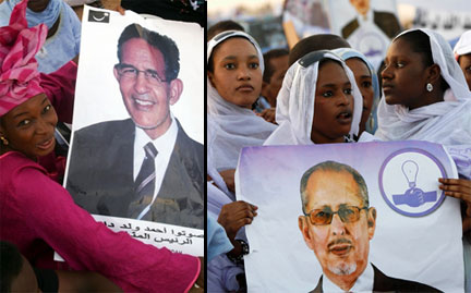 Le second tour de l’élection présidentielle, le 25 mars en Mauritanie, opposera le leader du Rassemblement des forces démocratiques, Ahmed Ould Daddah (gauche), et le candidat de l’ex-majorité présidentielle, Sidi Ould Cheikh Abdallahi (droite). &#13;&#10;&#13;&#10;&#9;&#9;(Photos : AFP - Reuters)
