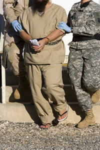 Le 11 janvier dernier, la prison de Guantanamo a eu cinq ans. 

		(Photo : AFP)