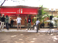 Le stand RFI à Ouagadougou. 

		(Photo : V. Lehoux / RFI)