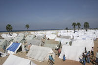 Dans la région de Batticaloa, les camps de populations civiles déplacées par&#13;&#10;les combats s'étendent à perte de vue.&#13;&#10; &#13;&#10;&#13;&#10;&#9;&#9;(Photo : Mouhssine Ennaïmi/RFI)