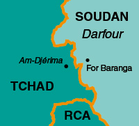 La tension entre le Tchad et le Soudan est lié au conflit du Darfour, qui a fait au moins 200&nbsp;000 morts depuis quatre ans. &#13;&#10;&#13;&#10;&#9;&#9;(Carte : GéoAtlas/RFI)
