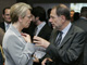 Le ministre français de la Défense Michèle Alliot-Marie et Javier Solana, le haut représentant de l'UE pour la politique extérieure, le 14 mai 2007 à Bruxelles.   

		(Photo : Reuters)