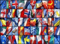 Les drapeaux des pays membres du Conseil de l'Europe. 

		(Photo : www.strasbourg-europe.com)
