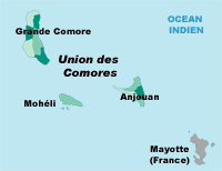 Carte de l'Union des Comores. 
		(Carte: Marc Verney/RFI, base Géoatlas)