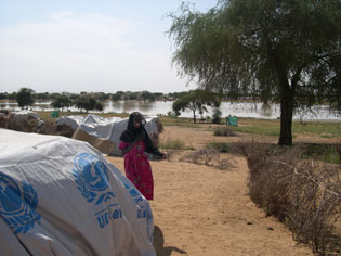 Une jeune femme dans le camp de Zamzam, Darfour Nord, 2006. La situation s’est apaisée dans le camp après la signature de l’accord d’Abuja&nbsp;: de nombreuses familles de Zamzam sont les familles de militants du MLS-Minnawi, nouvel allié du pouvoir.(Photo : L. Correau / RFI)