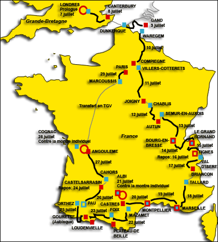 Carte du Tour de France 2007. 

		(Cartographie: Marc Verney/RFI)