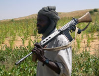Un combattant du MLS-Freewill, l’une des factions du Mouvement de libération du Soudan. La rébellion du Darfour a explosé en de multiples tendances. Certaines se sont ralliées à l’accord de paix d’Abuja, d’autres continuent à s’opposer aux autorités.(Photo : L. Correau / RFI)