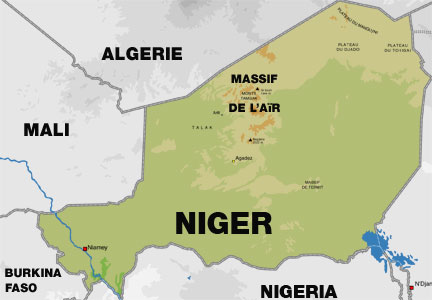 Les quatre touristes ont été kidnappés au nord-ouest de Niamey.(Carte : Thomas Bourdeau/Geo-Atlas)
