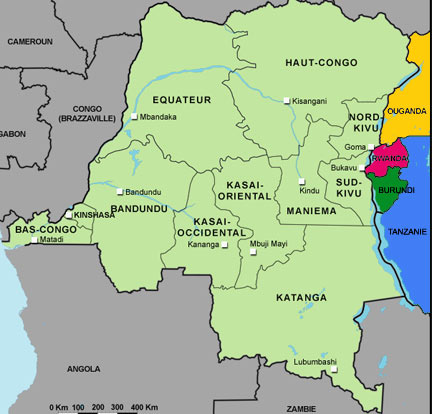 La République démocratique du Congo.(Carte : RFI)