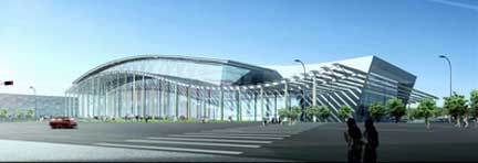 Le Palais national omnisports. 

		(Photo: Comité d'organisation des Jeux olympiques de Pékin) 