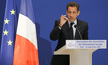 Nicolas Sarkozy au Sénat, le 18 septembre 2007.(Photo : Reuters)