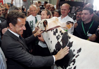 Le Président français, Nicolas Sarkozy, a visité le salon international de l'élevage à Rennes, où il a tenu son premier discours de politique agricole.(Photo : AFP)